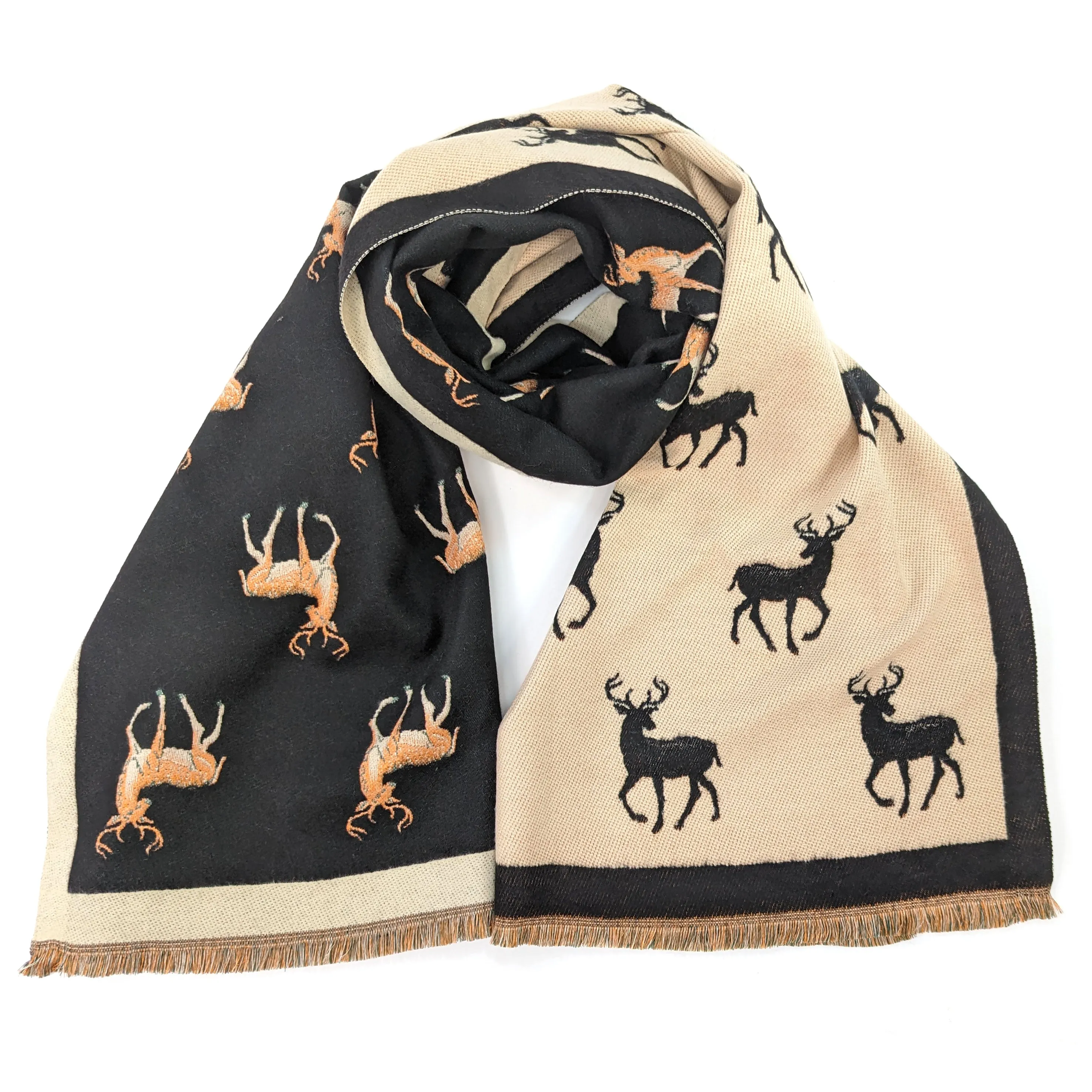 Reversible Stag Pashmina Style Scarf