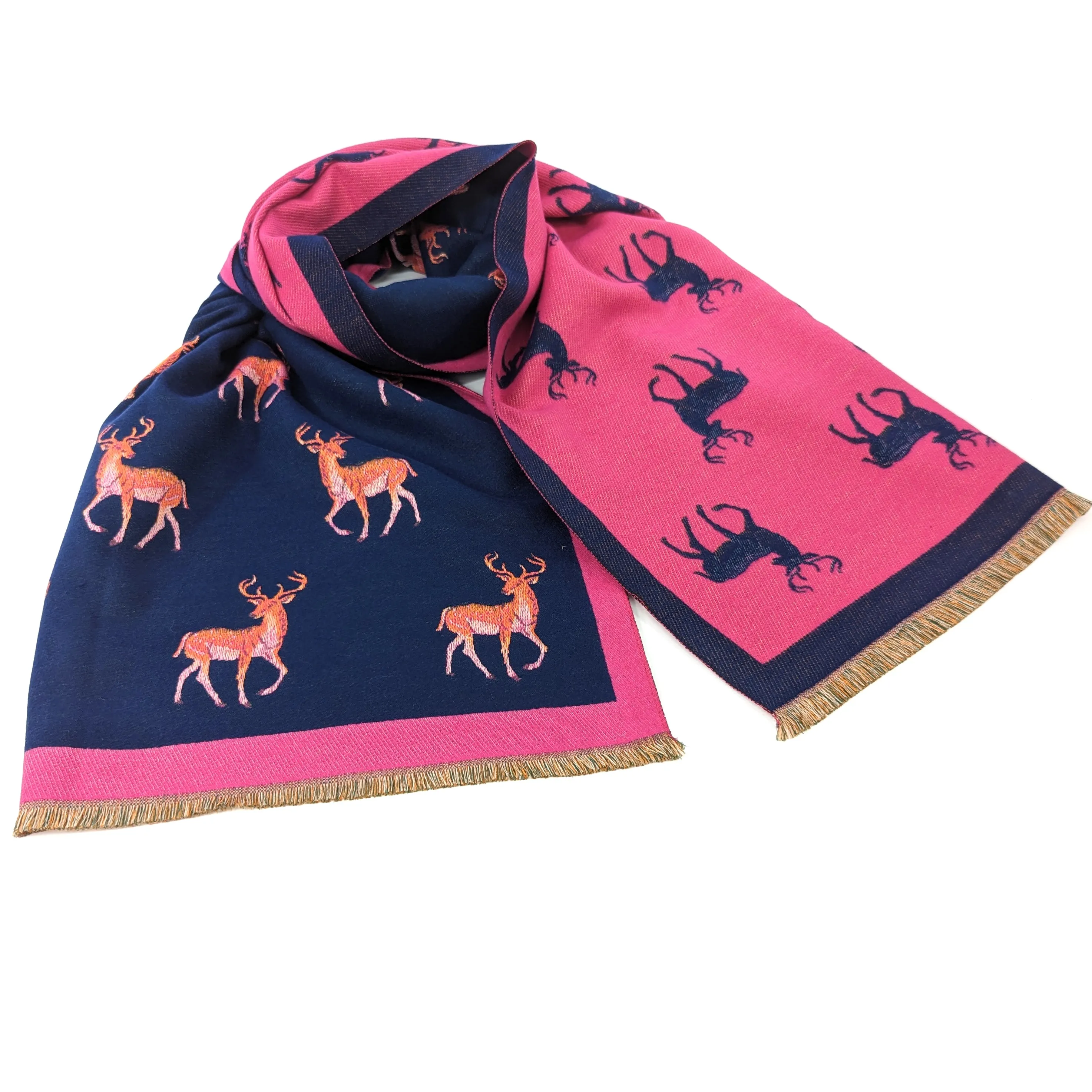 Reversible Stag Pashmina Style Scarf