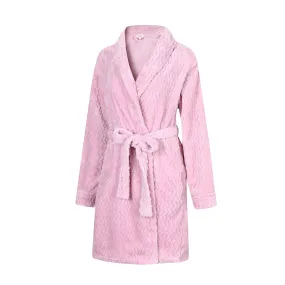 RH Women’s Above the Knee Pink Robe Collared Lounge Sleepwear Housecoat RHW2808 S/M