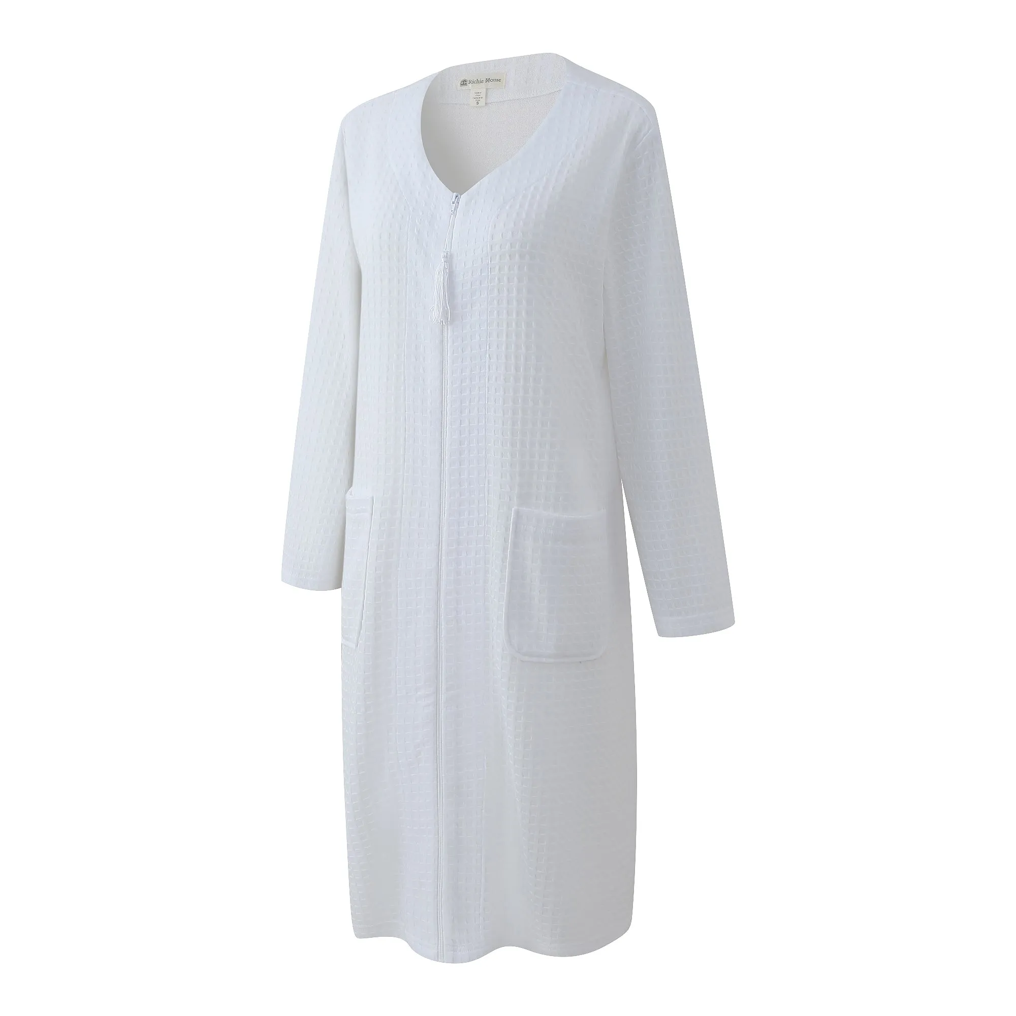 RH Womens Zipper Robes Half Sleeve Zip Front Knee Length Housecoat Dress RHW4010