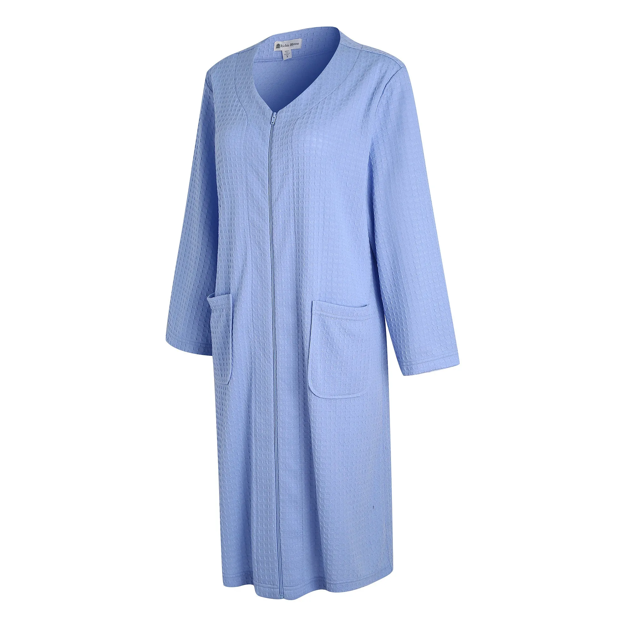 RH Womens Zipper Robes Half Sleeve Zip Front Knee Length Housecoat Dress RHW4010