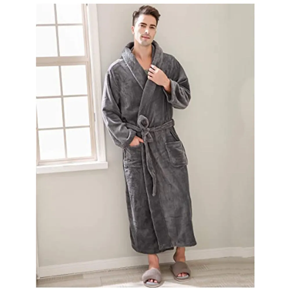 Richie House 100% LUXURY Men Soft Fleece Long Collar Bath Robe Spa Sleep RHM2760