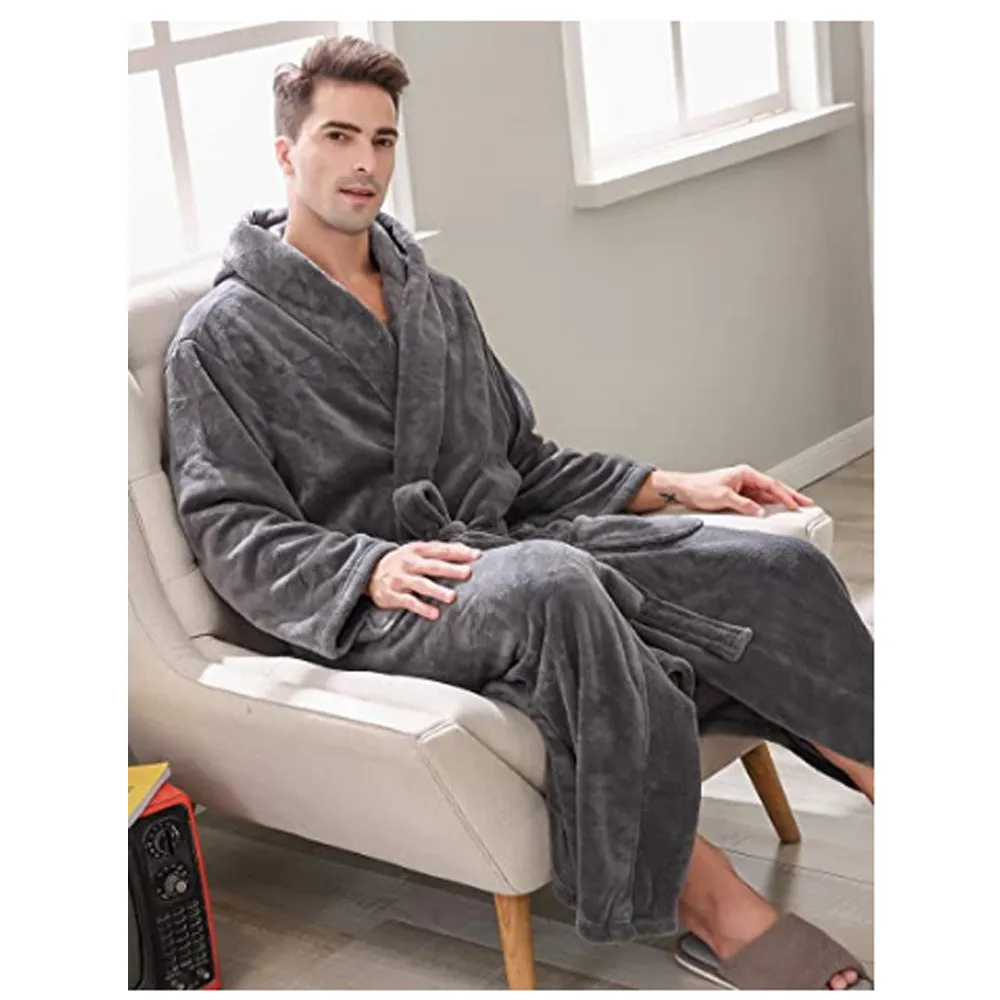 Richie House 100% LUXURY Men Soft Fleece Long Collar Bath Robe Spa Sleep RHM2760