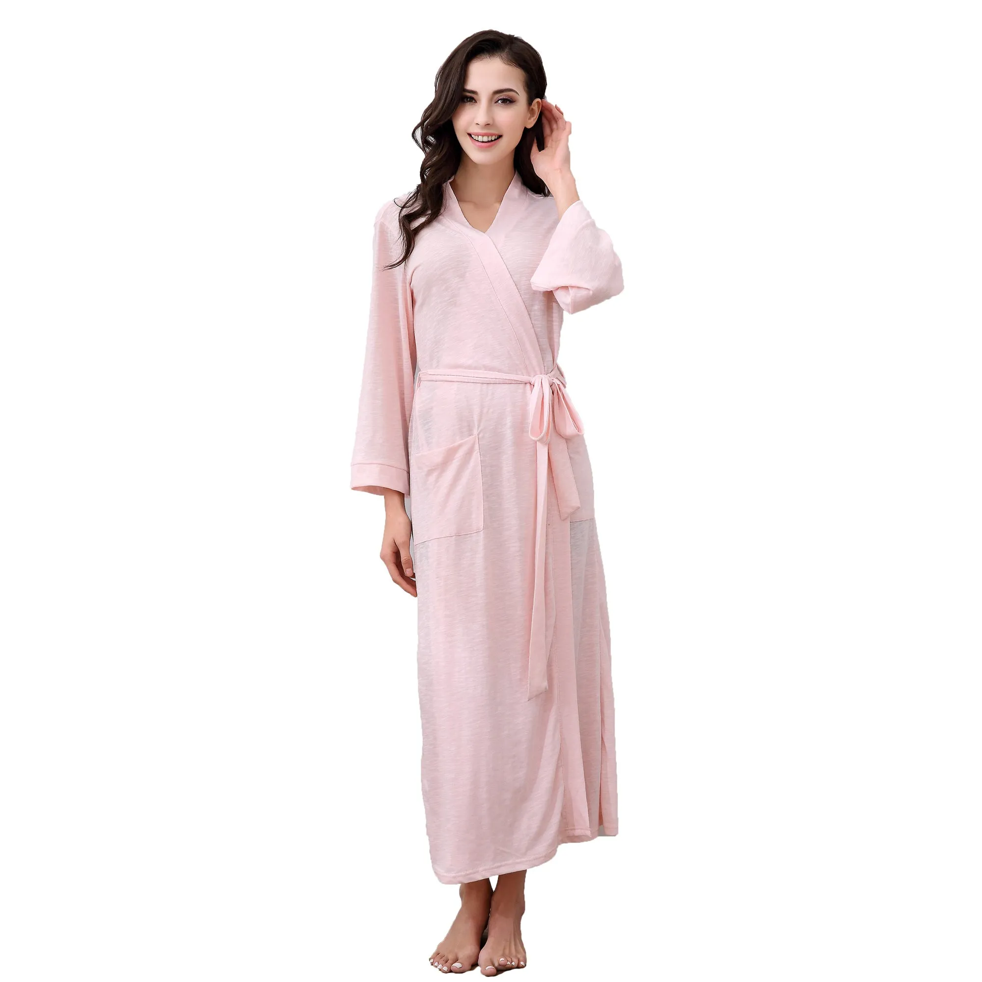 Richie House Kimono Cotton Robe Long Belted Robe Dressing Gown Lounge Night Spa RHW2824