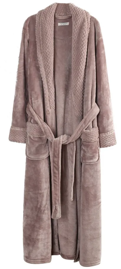 Richie House Ladies Women's Nude Plush Long Shawl Collar Fleece Robe Spa RH1591