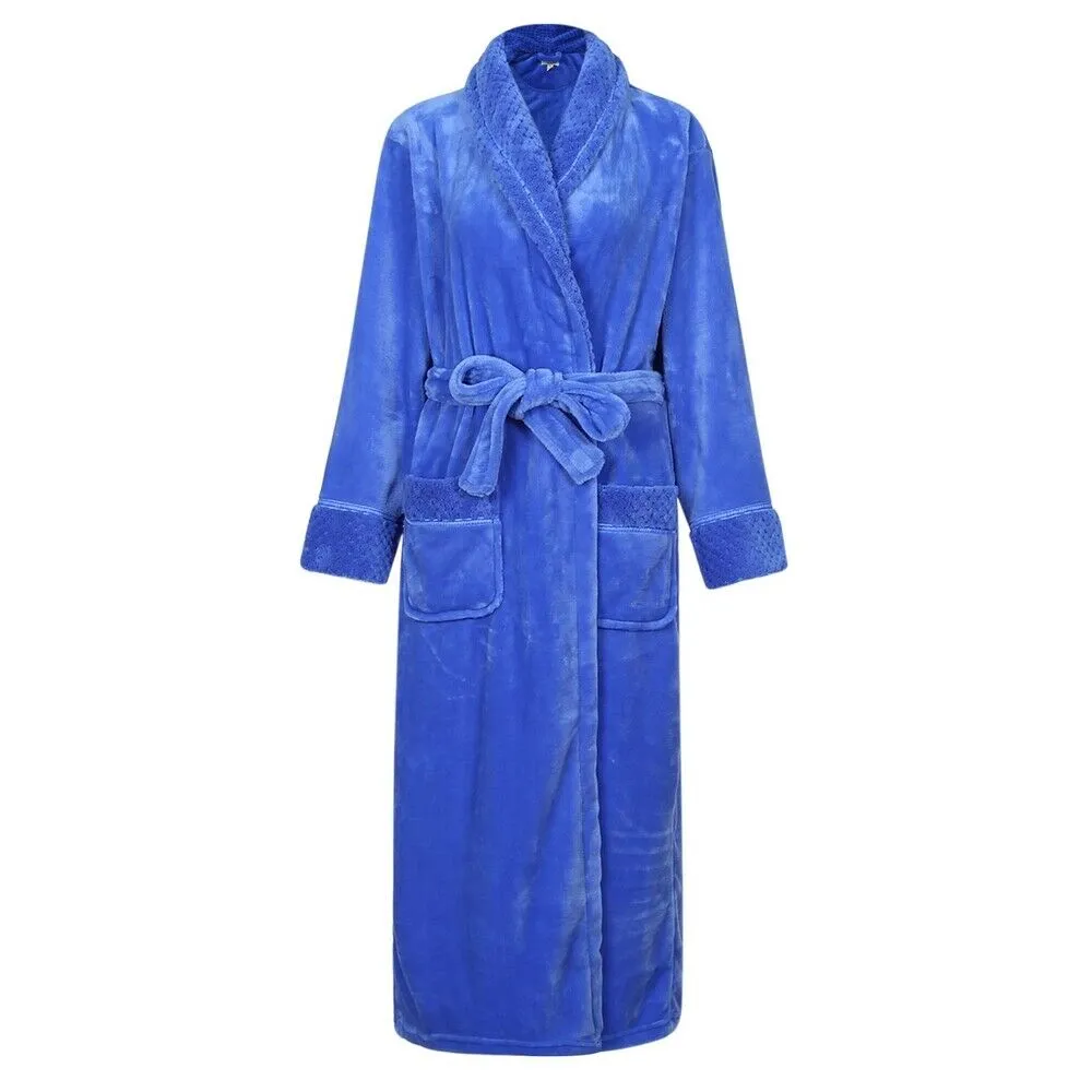 Richie House Ladies Women's Nude Plush Long Shawl Collar Fleece Robe Spa RH1591