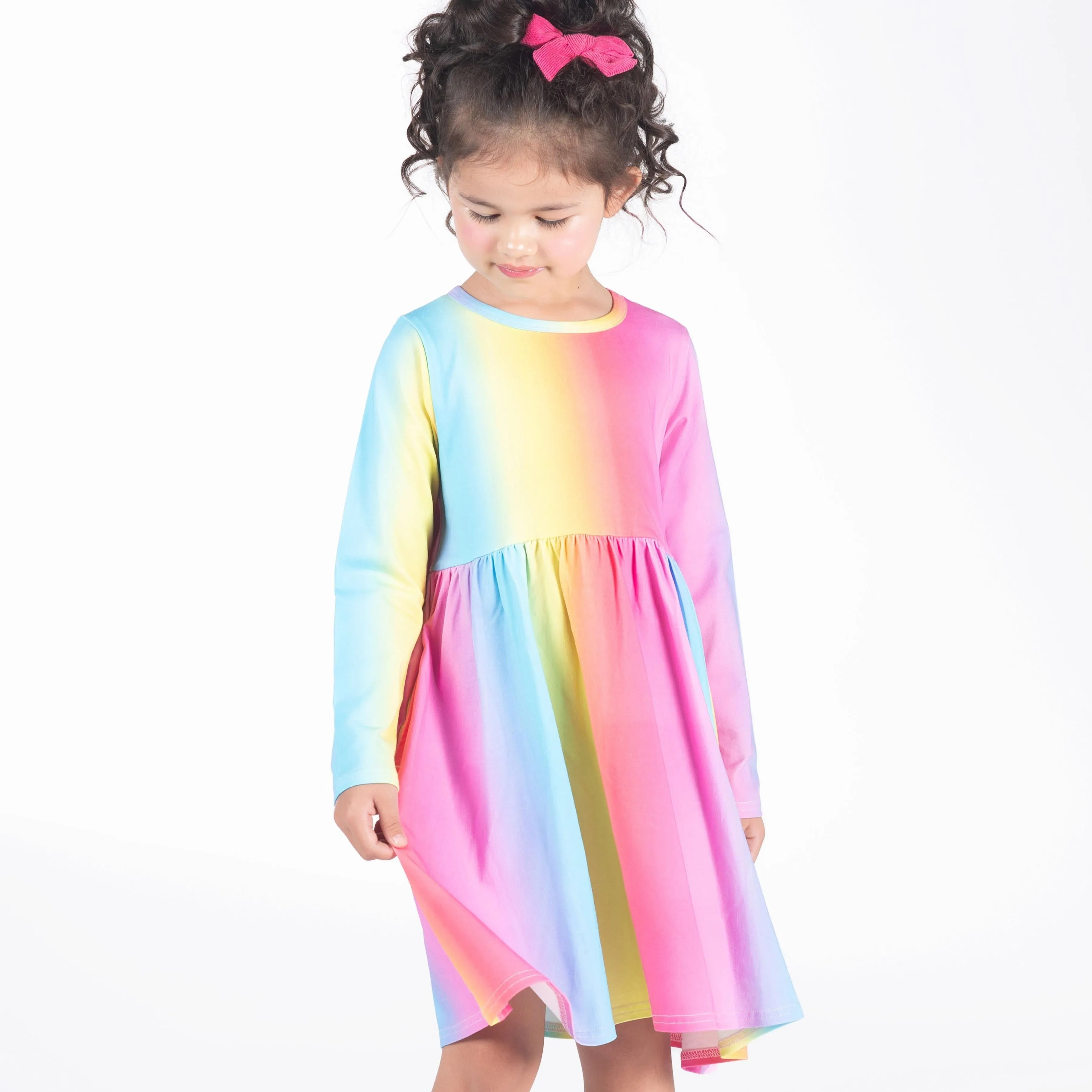 Rock Your Kid Rainbow Long Sleeve Dress