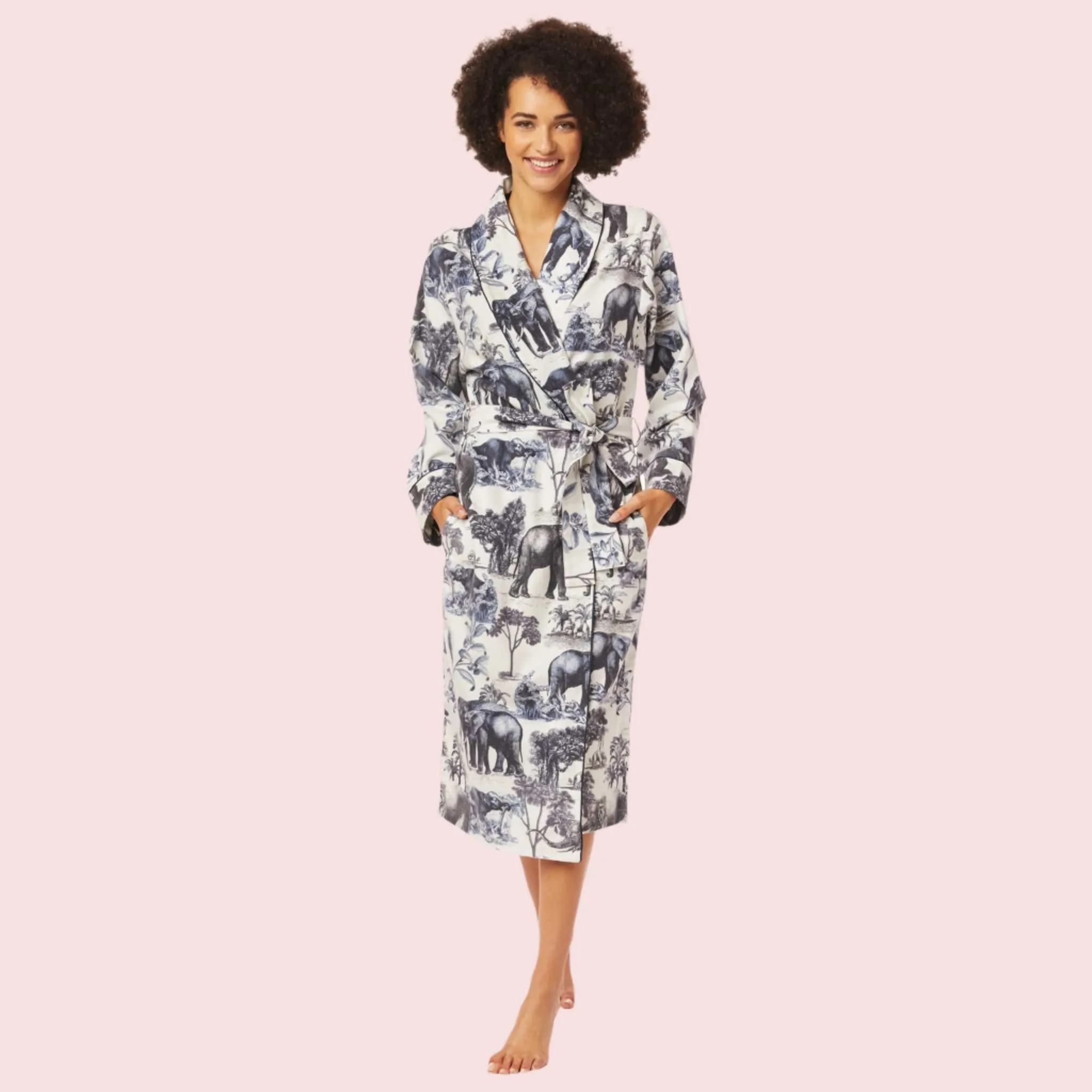 Safari Toile Luxe Pima Shawl Robe