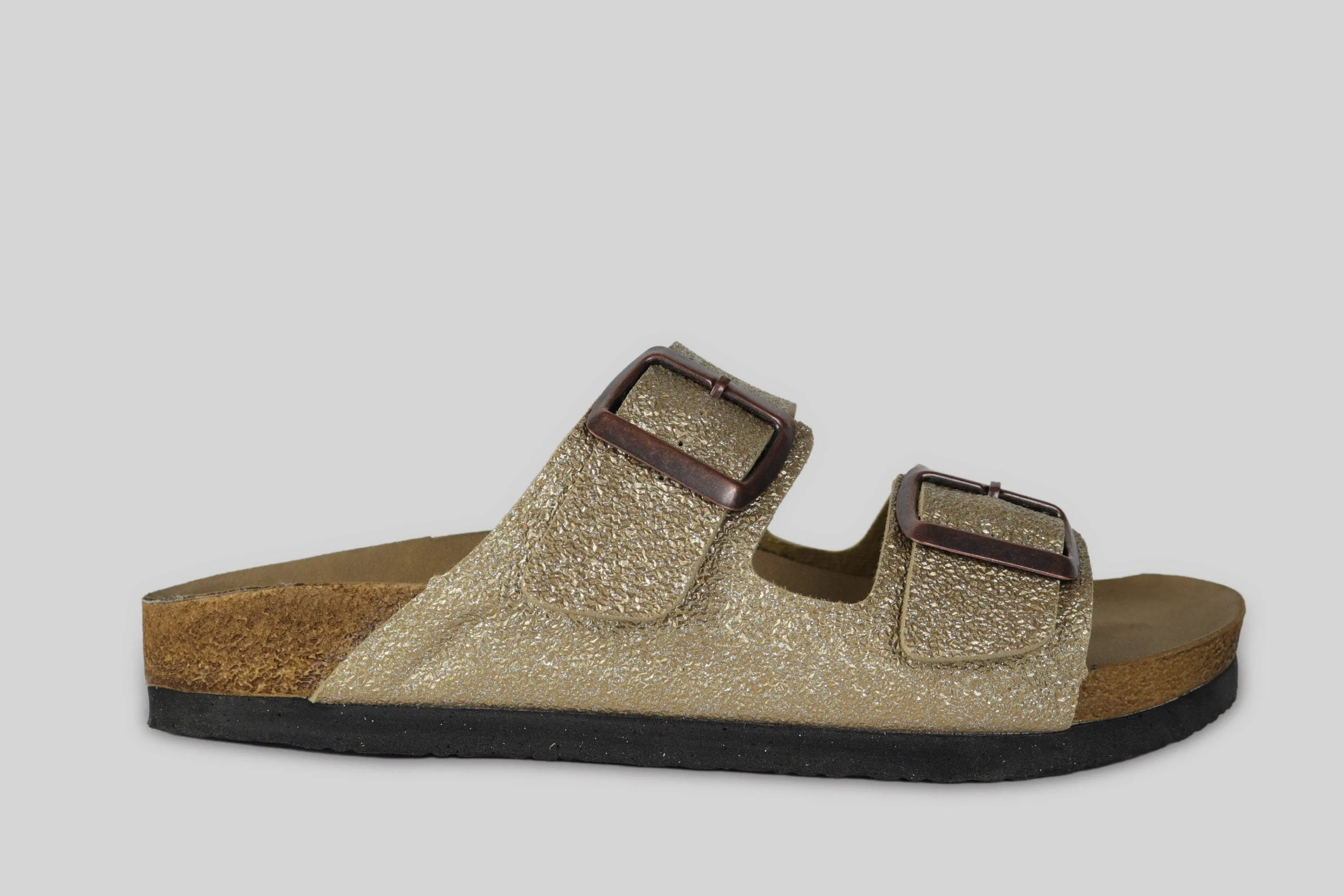 Sandalias Correa Brillo Dorado