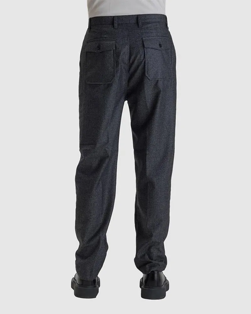 SEABISCUIT - WIDE TROUSERS - Wool Dots Dark Gray