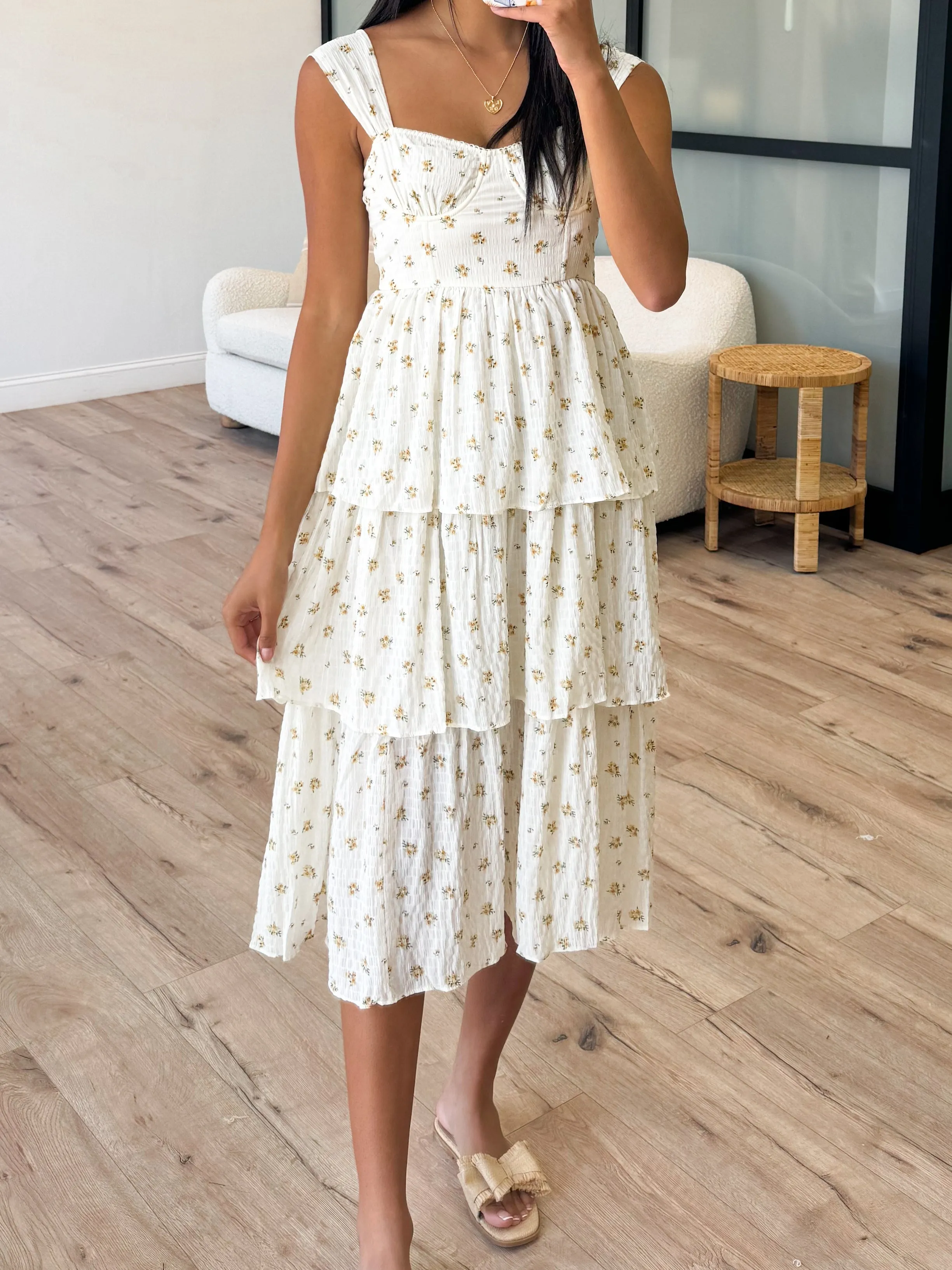 Serena Tiered Dress | Cream Floral | FINAL SALE