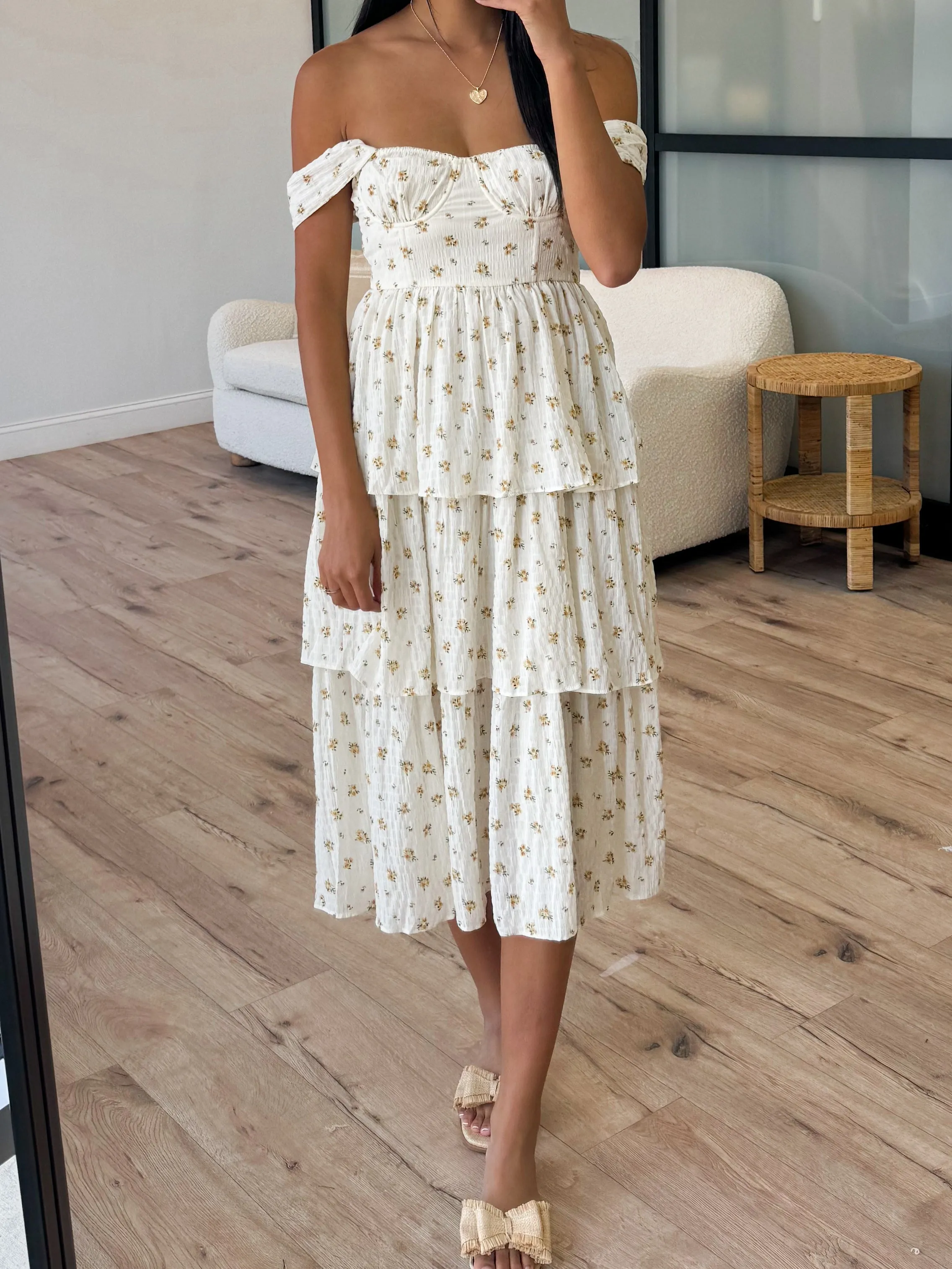 Serena Tiered Dress | Cream Floral | FINAL SALE