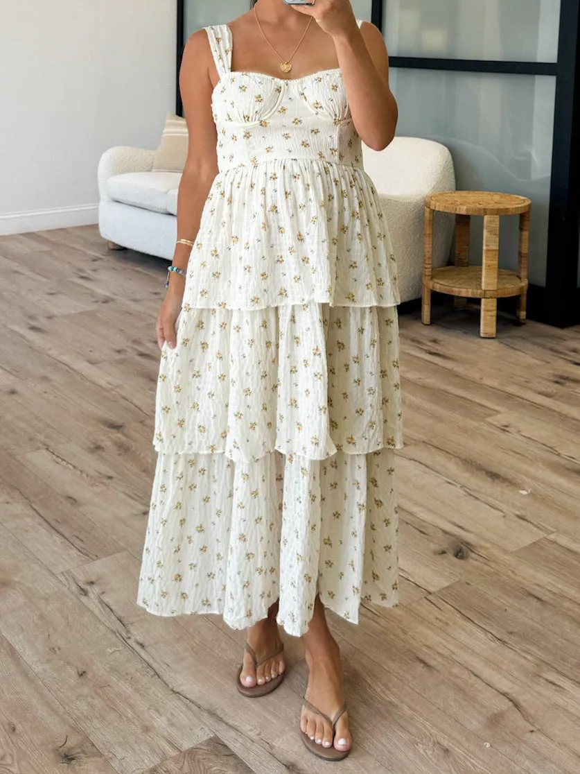 Serena Tiered Dress | Cream Floral | FINAL SALE