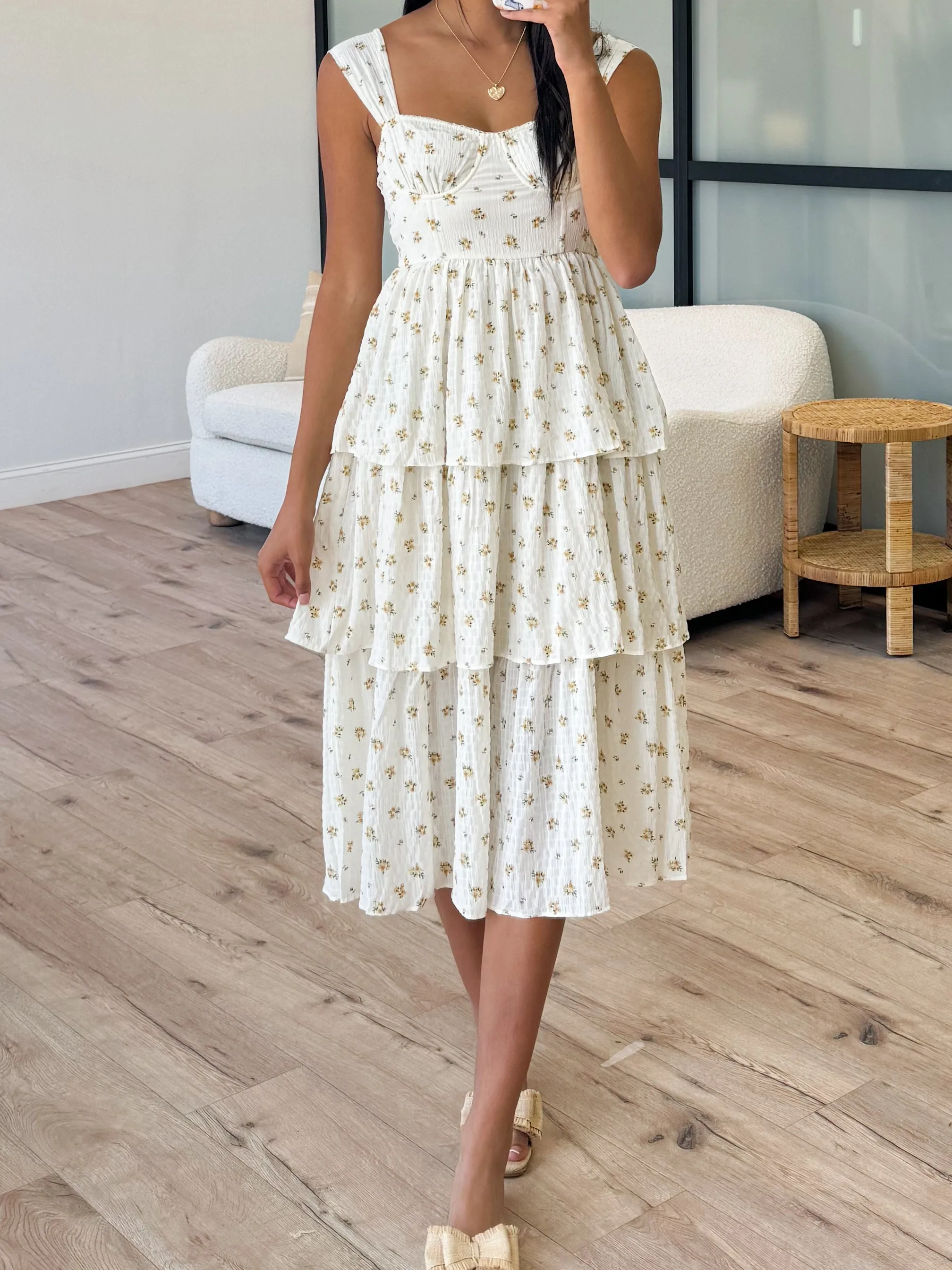 Serena Tiered Dress | Cream Floral | FINAL SALE