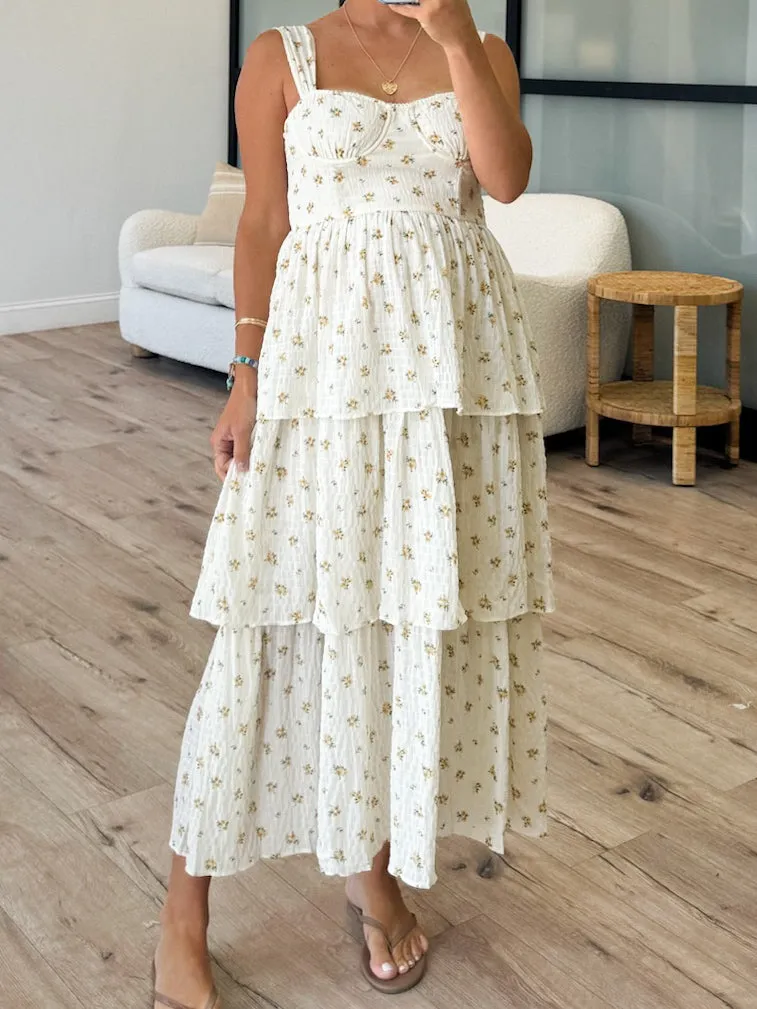 Serena Tiered Dress | Cream Floral | FINAL SALE