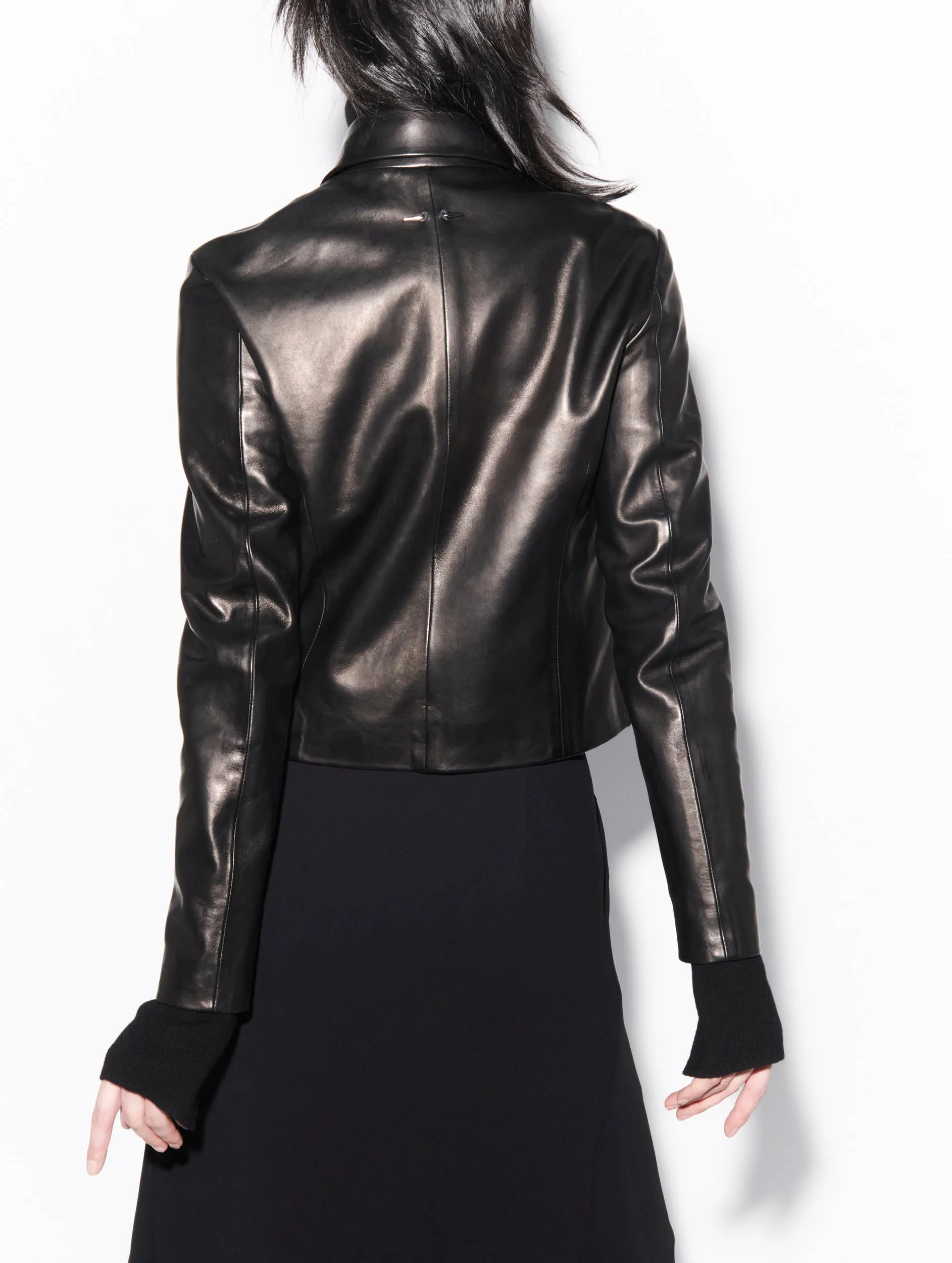 Short plongé leather jacket