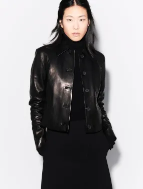 Short plongé leather jacket