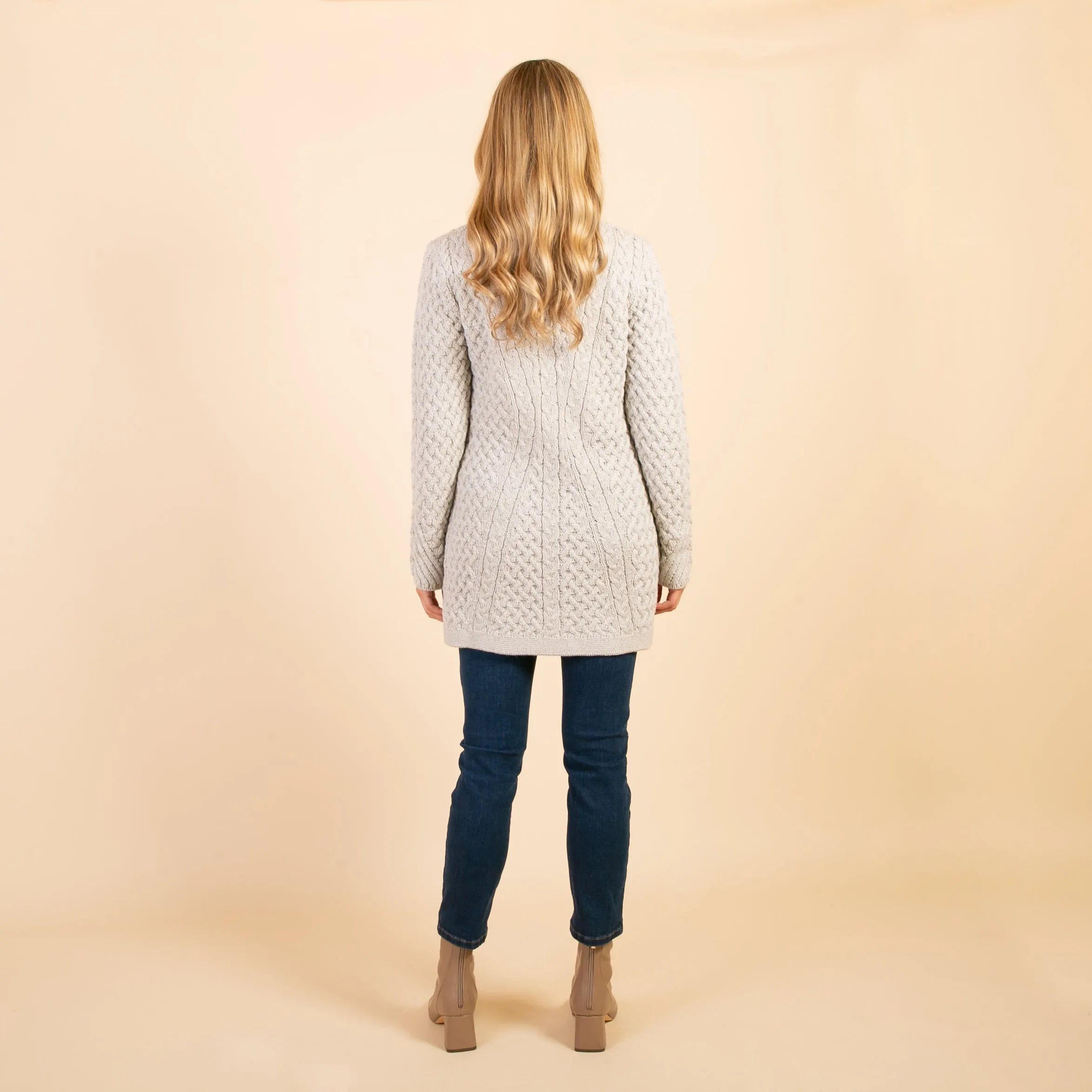 Silver Eva Side Zip Aran Cardigan