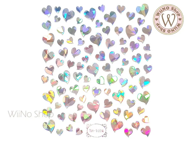 Silver Holographic Lopsided Heart Adhesive Nail Art Sticker - 1 pc (TH-1024)