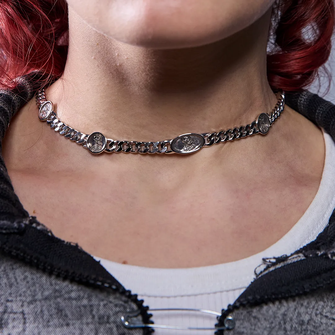 Skull of a Skeleton with Burning Cigarette - Necklace