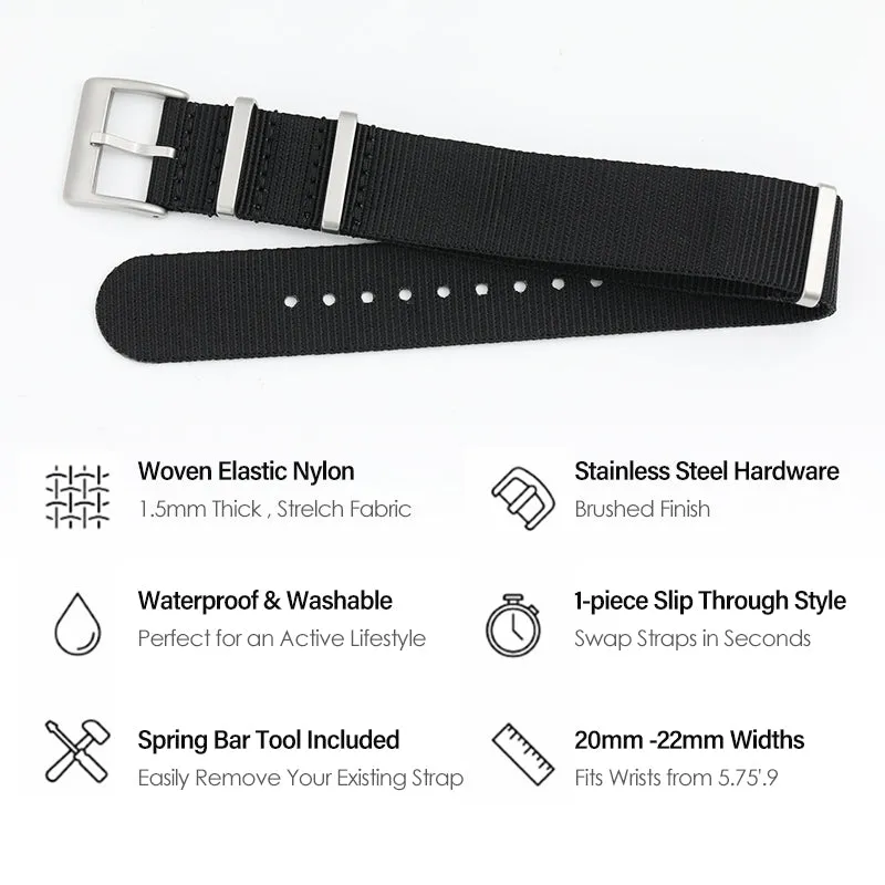 Smooth Nylon Watch Band with Sandblasting Buckle