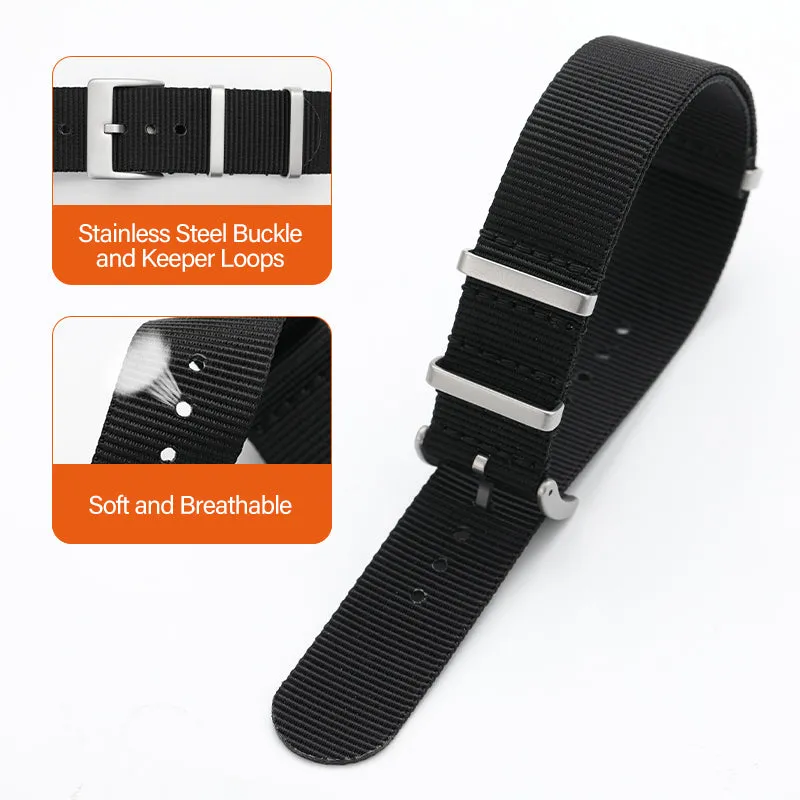 Smooth Nylon Watch Band with Sandblasting Buckle