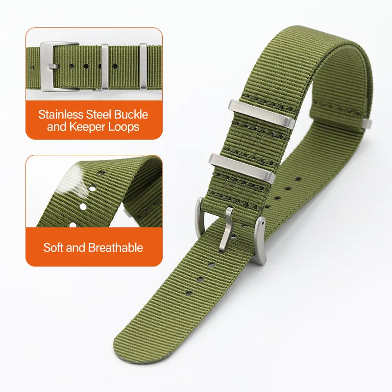 Smooth Nylon Watch Band with Sandblasting Buckle