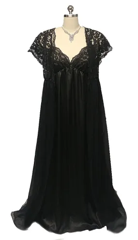 SOPHISTICATED VINTAGE DONNA RICHARD LACE & SATIN PEIGNOIR & NIGHTGOWN SET