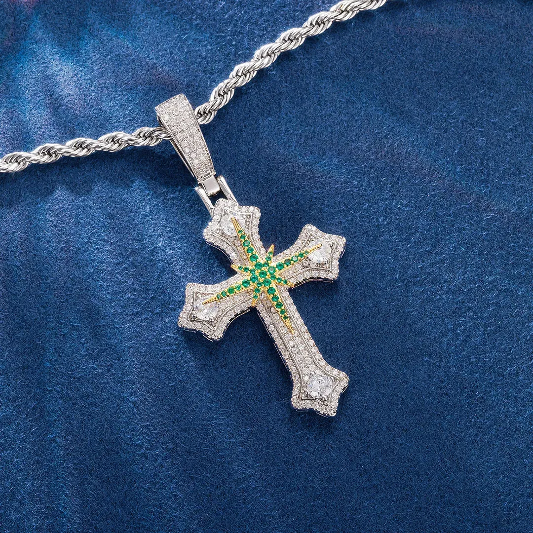 Spinning North Star Cross Pendant