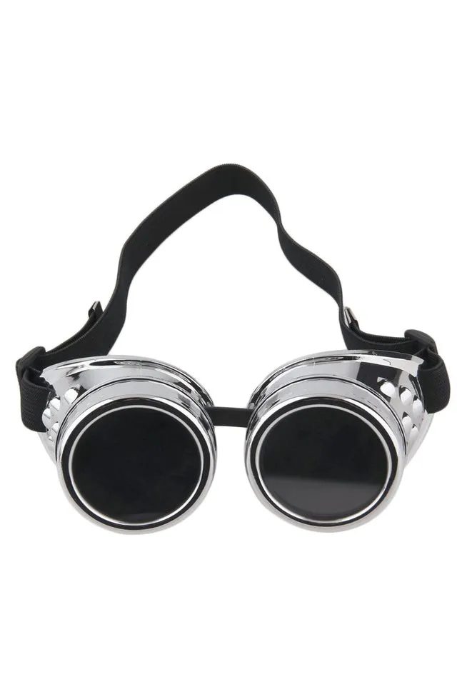 Steampunk Round Goggles - silver