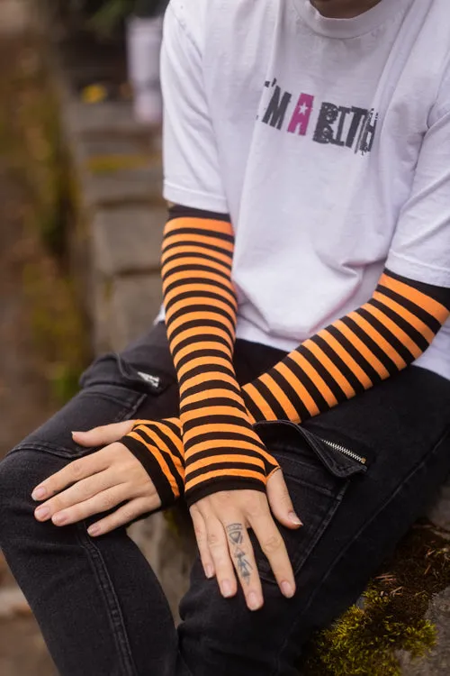 Striped Nylon Arm Warmers