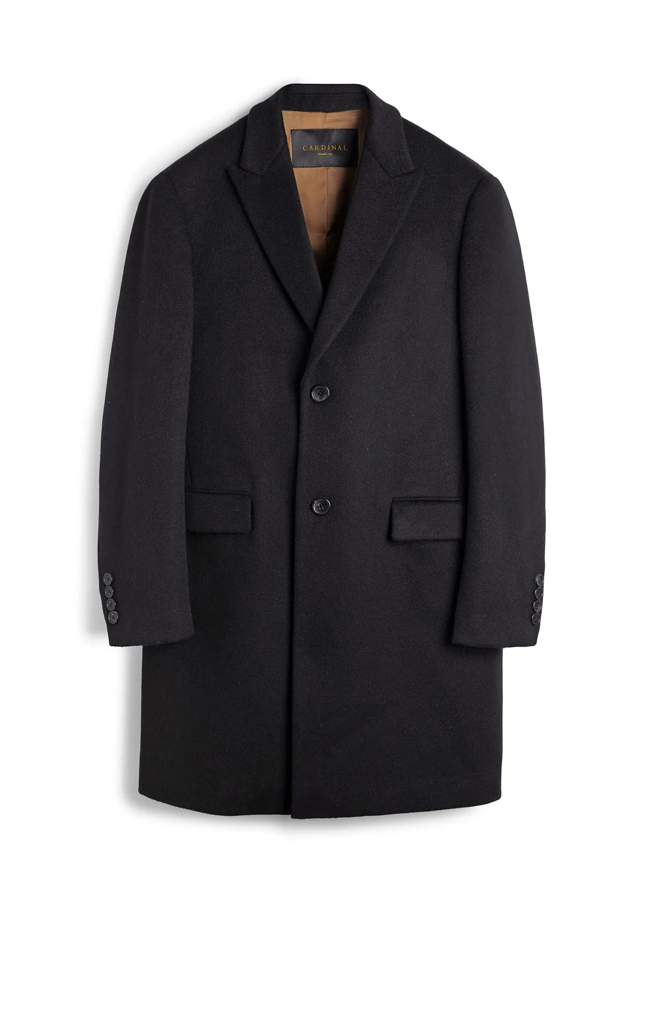 SUTTON BLACK WOOL OVERCOAT