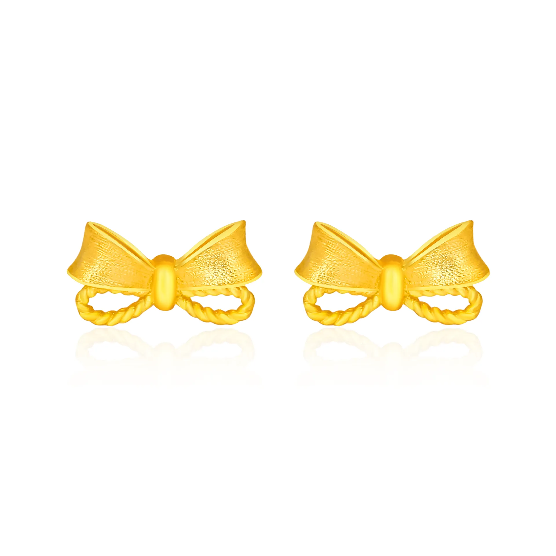 TAKA Jewellery 999 Pure Gold Earrings Ribbon