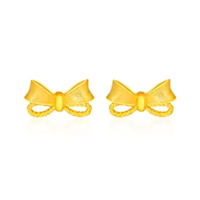 TAKA Jewellery 999 Pure Gold Earrings Ribbon