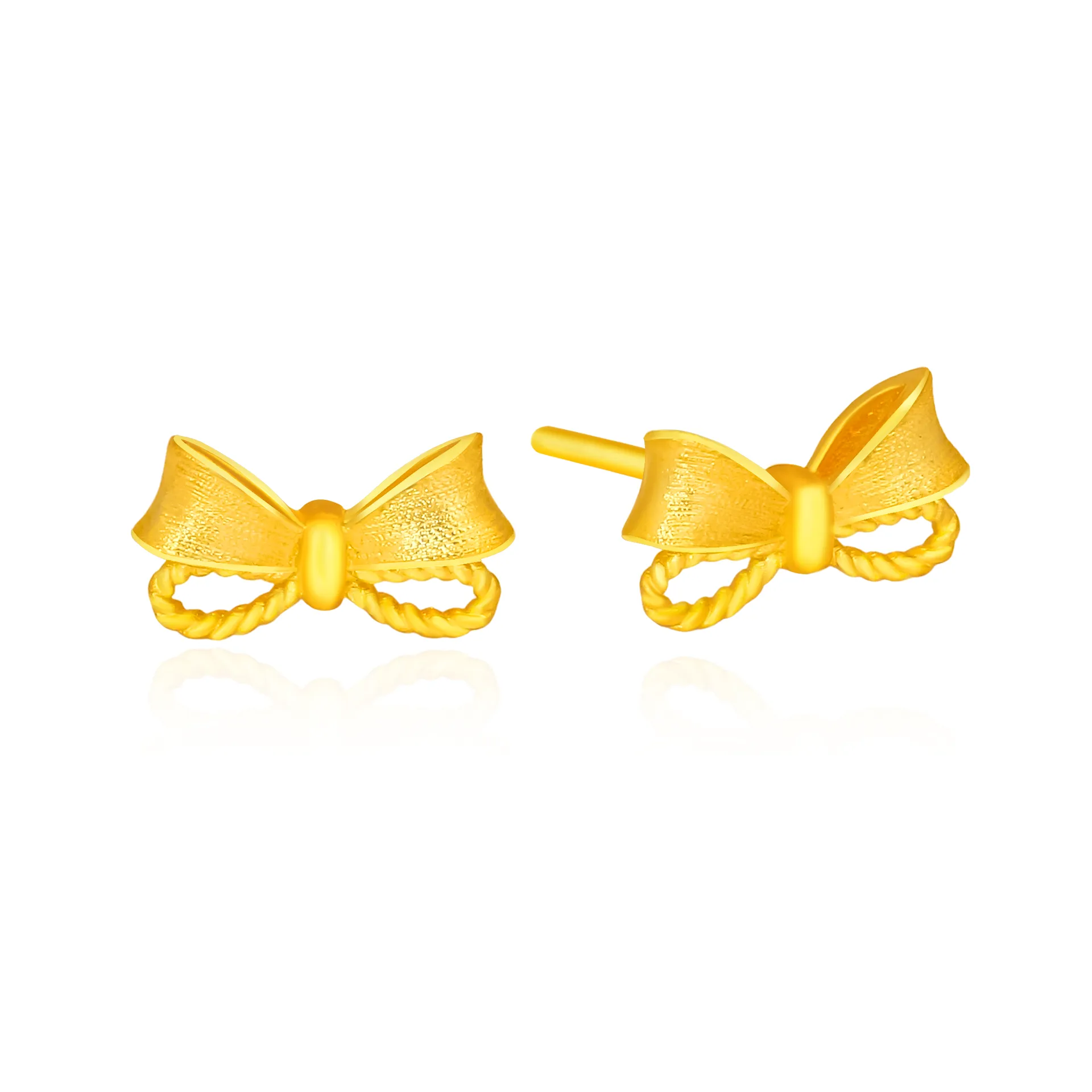 TAKA Jewellery 999 Pure Gold Earrings Ribbon