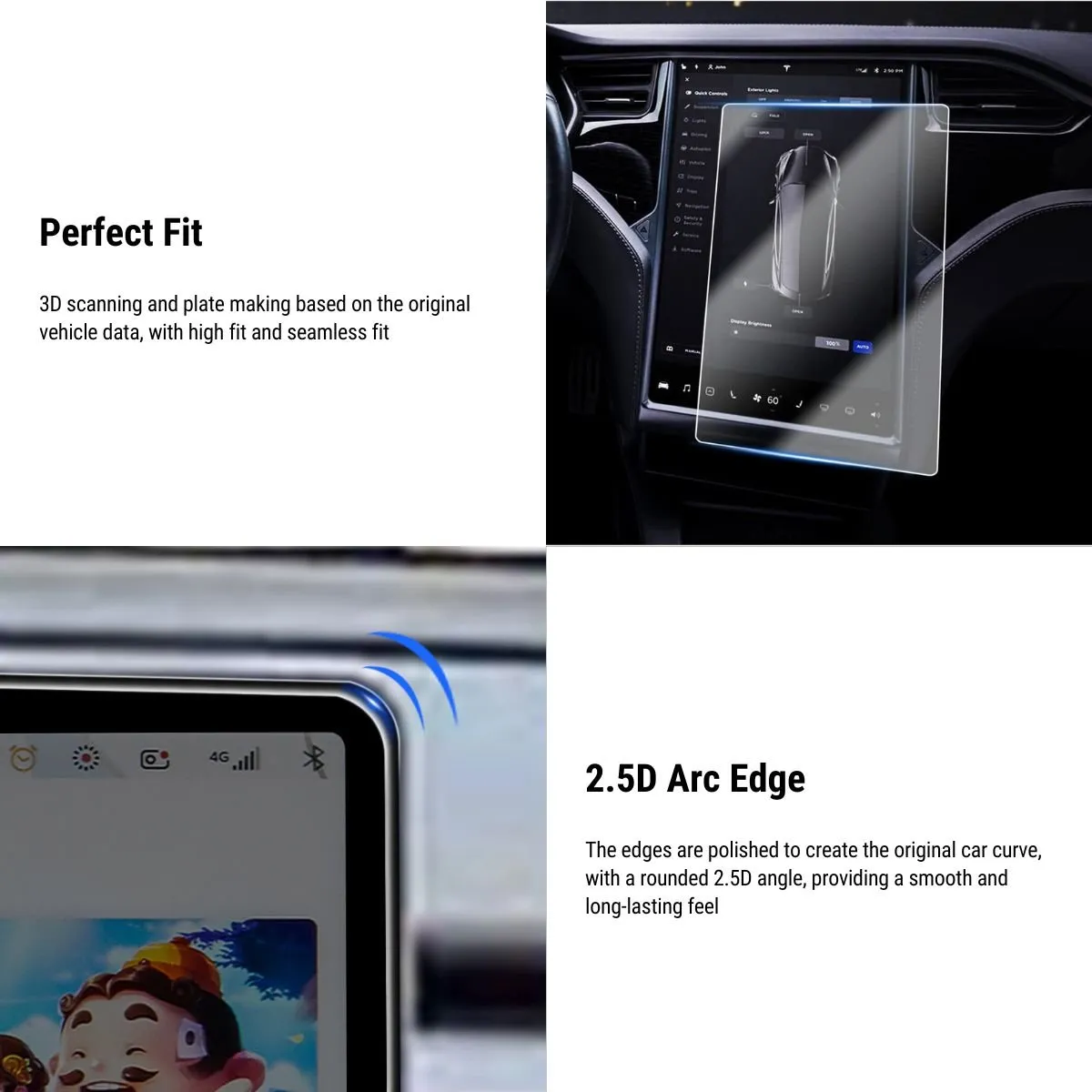 Tempered Glass Screen Protector for Model S/X 2pcs【17 inch】