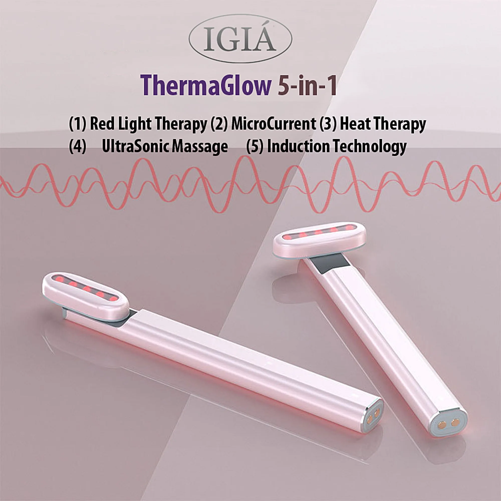 ThermaGlow 5-IN-1 Red Light, MicroCurrent, Heat & UltraSonic Massage Therapy.