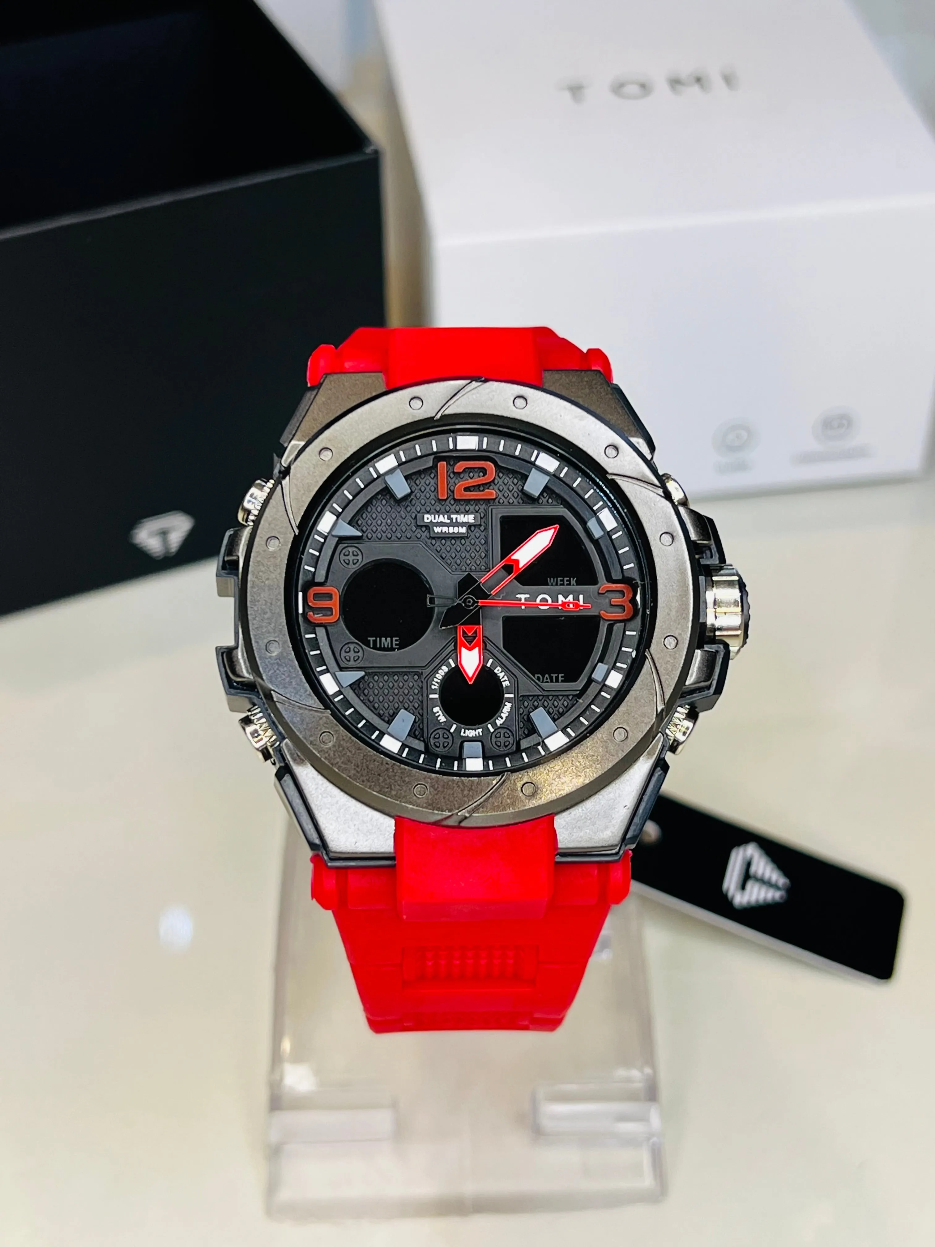 TOMI T-235 Sports Watch Dual Time Digital Analogue