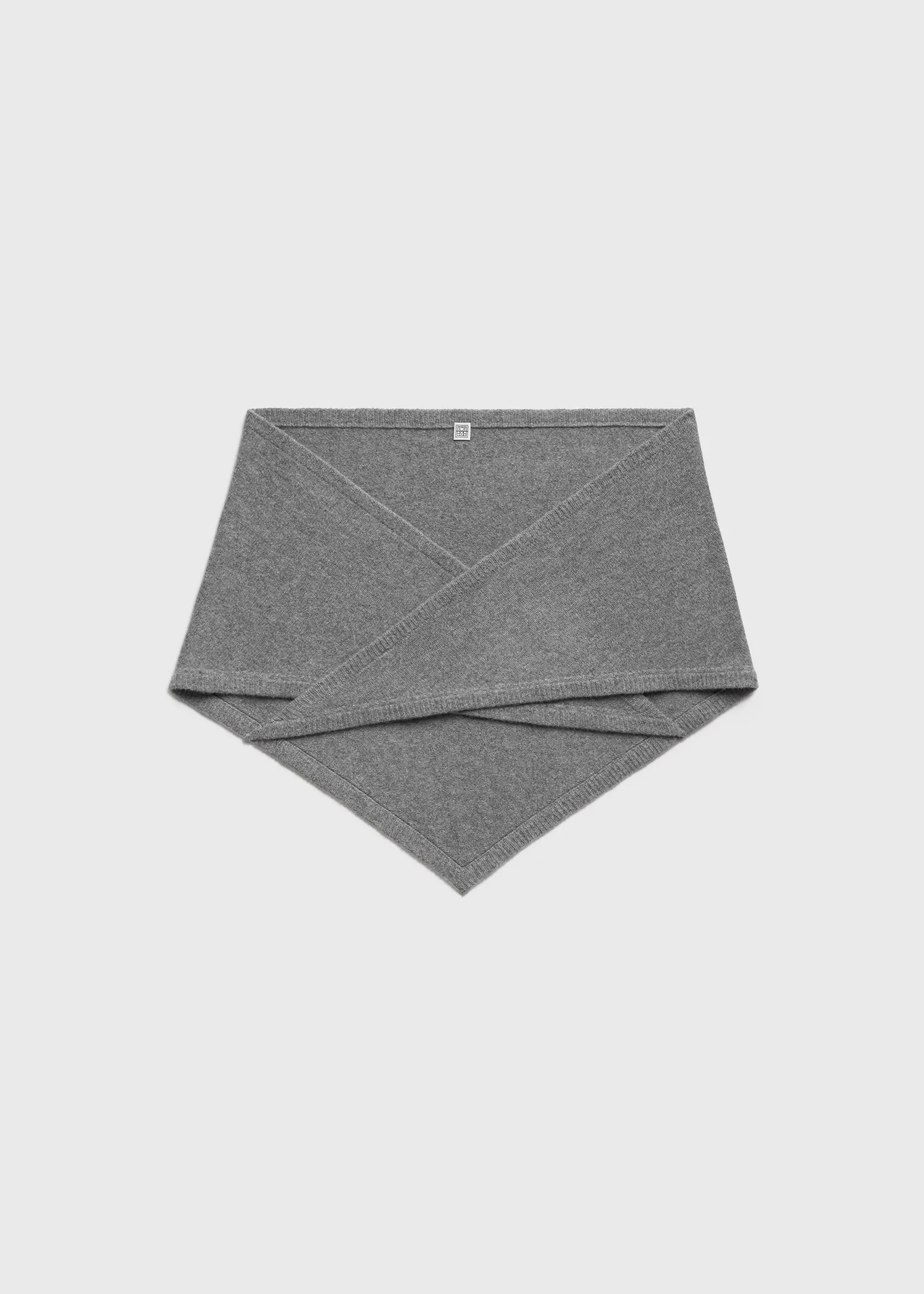 Triangle wool cashmere scarf grey melange