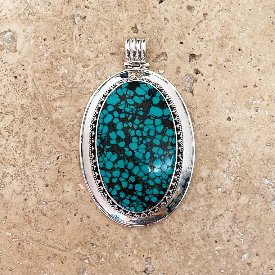 Turquoise Large Oval Pendant - Arizona