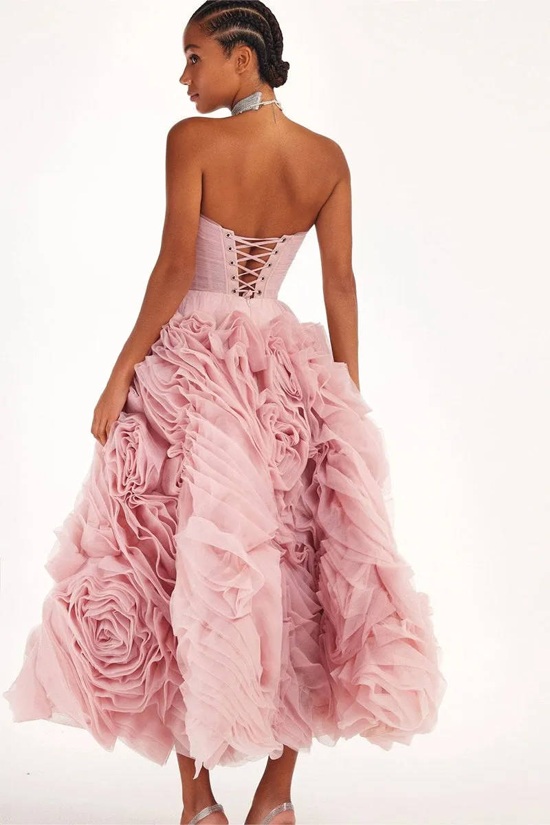 Unreal Sensibility Tulle Strapless Midi Dress