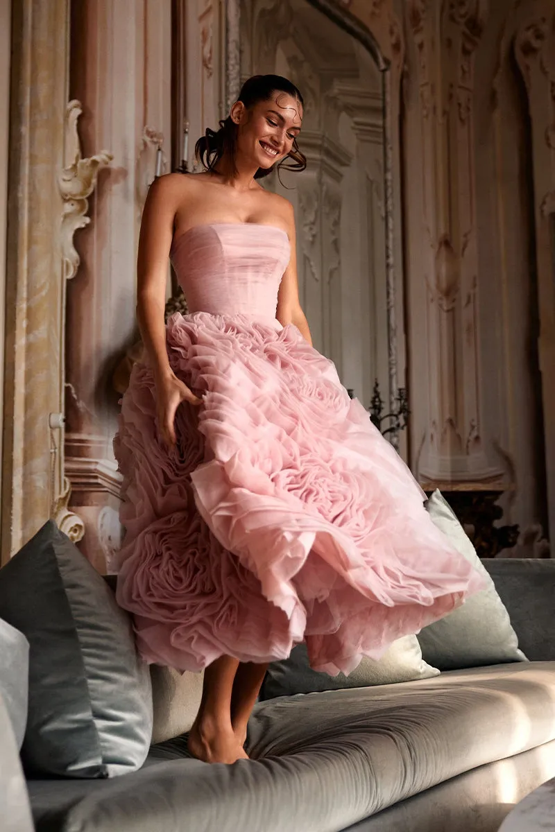 Unreal Sensibility Tulle Strapless Midi Dress