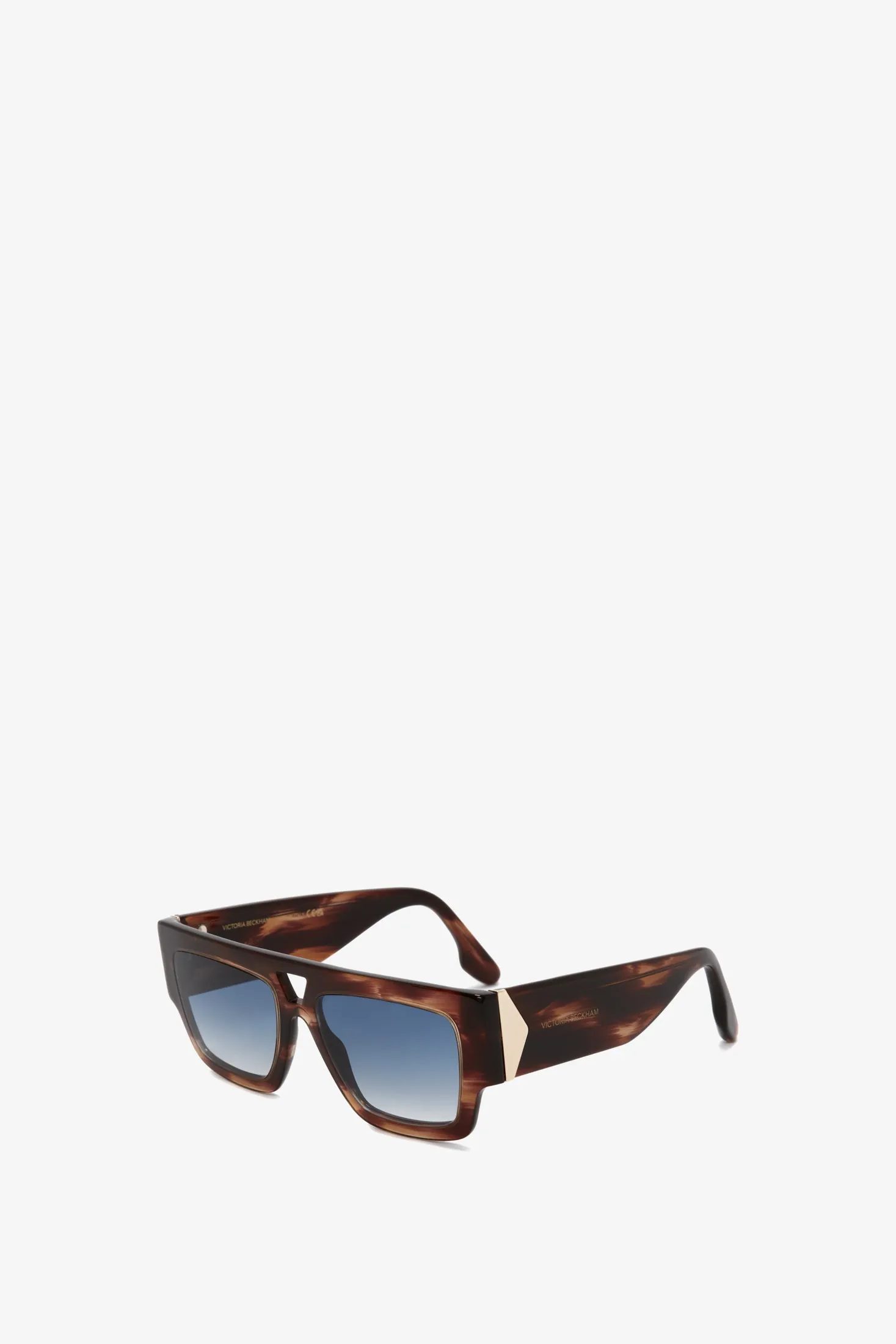 V Plaque Frame Sunglasses In Dark Brown Horn