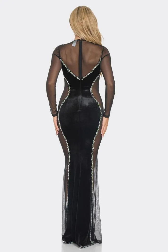 Velvet Mesh Night Out Dress