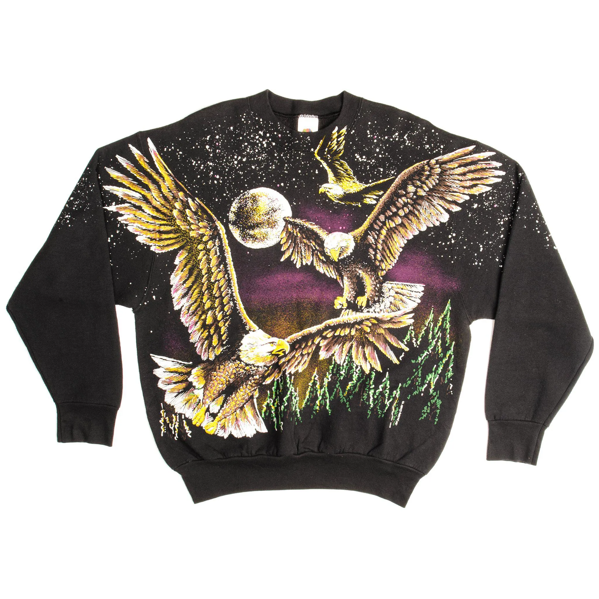 VINTAGE ALL OVER PRINT BALD EAGLES SWEATSHIRT 1994 SIZE LARGE