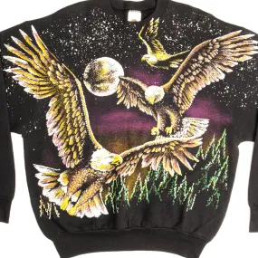 VINTAGE ALL OVER PRINT BALD EAGLES SWEATSHIRT 1994 SIZE LARGE