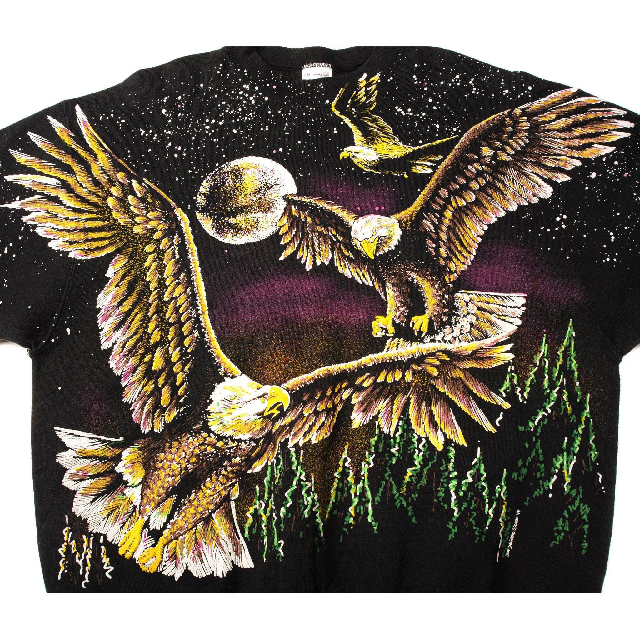 VINTAGE ALL OVER PRINT BALD EAGLES SWEATSHIRT 1994 SIZE LARGE