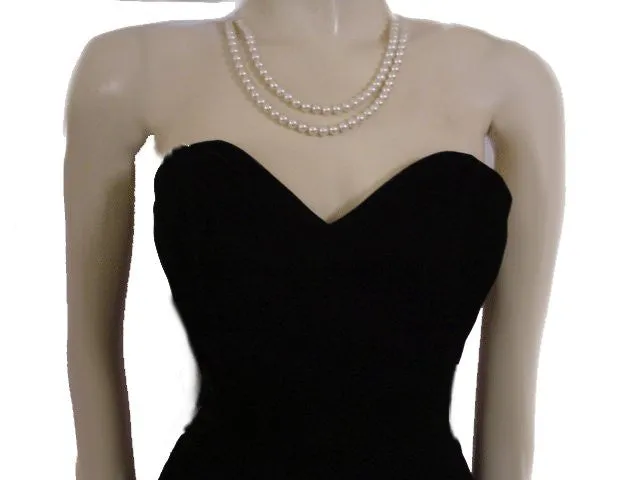 *VINTAGE DARCY STRAPLESS SWEETHEART NECKLINE BLACK VELVET & RED PEAU DE SOIE RHINESTONE EVENING DRESS