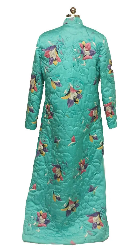 *VINTAGE ELIZABETH ARDEN TORRI RICHARD RARE FLORAL QUILTED ROBE DRESSING GOWN FROM HONG KONG