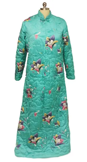 *VINTAGE ELIZABETH ARDEN TORRI RICHARD RARE FLORAL QUILTED ROBE DRESSING GOWN FROM HONG KONG